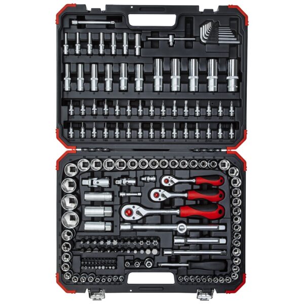 Jogo de soquetes 1/4″ + 3/8″ + 1/2″ sextavados, 172 peças Ref.: R45603172 | Cód.: 3300058
