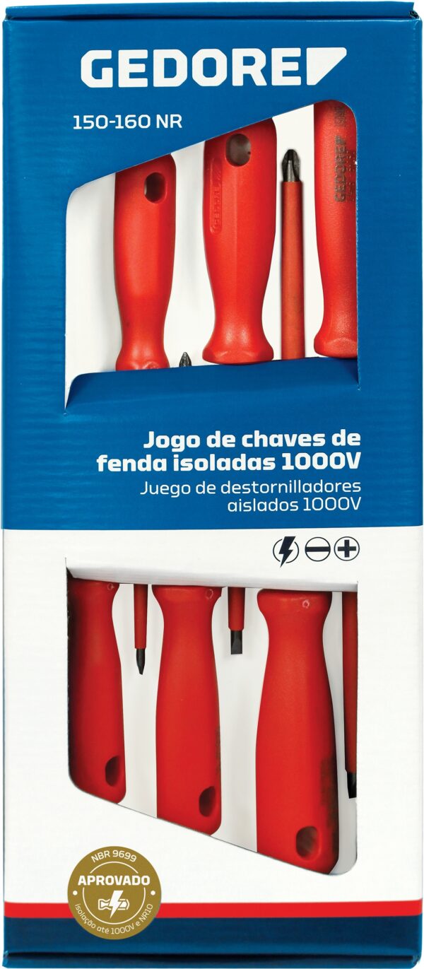 Jogo de chaves de fenda simples e cruzada NR isoladas NBR 9699