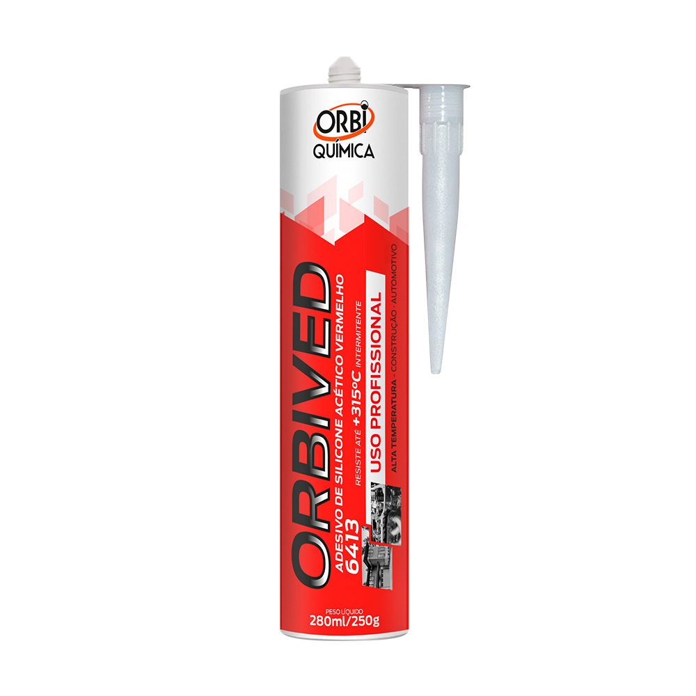 ORBIVED Silicone Acético Profissional – Vermelho - 280ml / 250gr